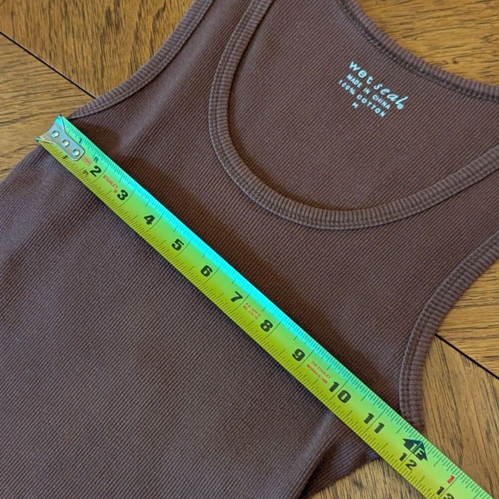 Y2K Wet Seal Brown Ribbed Cotton Tank Tip Size Juniors Medium - Picture 4 of 5